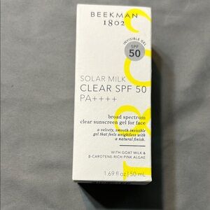Beekman 1802 Solar Milk Clear SPF 50 with Yellow Accents